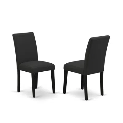 East West Furniture Abp4t55 - Set Of 2 - Parson Chairs- Upholstered Dining Chairs Includes Wirebrushed Black Wooden Stru