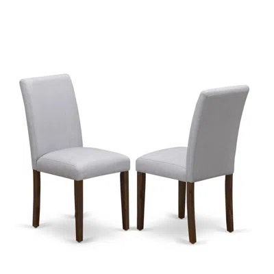 East West Furniture Abp8t05 - Set Of 2 - Modern Chairs- Wooden Chair Includes Antique Walnut Wooden Structure With Grey 