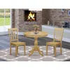 East West Furniture Aman3-oak-w 3 Piece Dinning Table Set - 1 Dining Table And 2 Oak Mid Century Dining Room Chairs - Oa