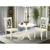 East West Furniture Amcl3-lwh-w 3 Piece Dining Room Set - 1 Pedestal Table And 2 Linen White Wooden Chairs - Linen White