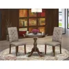 East West Furniture Amel3-mah-16 3 Piece Dining Table Set - 1 Dinner Table And 2 Dark Khaki Upholstered Chairs - Mahogan