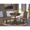 East West Furniture Amen3-mah-18 3 Piece Dining Table Set - 1 Pedestal Table And 2 Dark Coffee Dining Chairs - Mahogany 