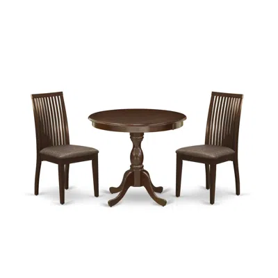East West Furniture Amip3-mah-c 3 Piece Dining Table Set - 1 Modern Kitchen Table And 2 Mahogany Kitchen Chair - Mahogan