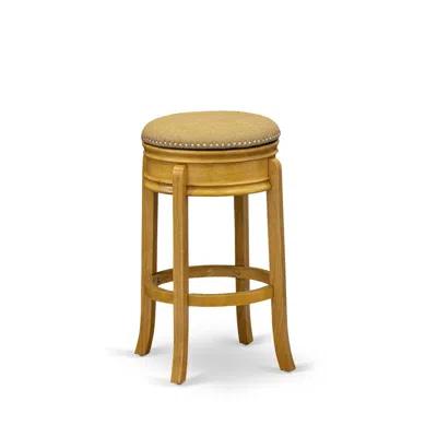 East West Furniture Ams030-416 Amazing Counter Height Bar Stool- Counter Height Bar Stool With Round Shape - Vegas Gold 