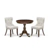East West Furniture Amsi3-mah-35 3 Piece Dining Table Set - 1 Kitchen Table And 2 Doeskin Kitchen Chairs - Mahogany Fini