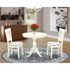 East West Furniture Amva3-lwh-c - 3-piece Dinette Set- 2 Dining Room Chair And Round Dining Table - Linen Fabric Seat An