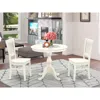 East West Furniture Amva3-lwh-w - 3-pc Dining Room Table Set- 2 Dining Room Chair And Dining Table - Wooden Seat And Sla