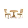 East West Furniture Anva3-oak-c 3 Pc Dinette Set - Kitchen Table And 2 Dining Chairs