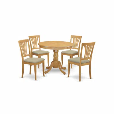 East West Furniture Anav5-oak-c 5 Pc Dinette Table Set - Kitchen Dinette Table And 4 Kitchen Chairs In Brown