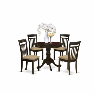 East West Furniture Anca5-cap-c 5 Pc Kitchen Table-kitchen Dining Nook Plus 4 Dining Chairs In Gold