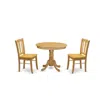East West Furniture Andl3-oak-w - 3-piece Dinette Room Set- 2 Kitchen Dining Chair And Wooden Dining Table - Wooden Seat