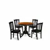 East West Furniture Andl5-blk-w - 5-pc Kitchen Dining Room Set- 4 Dining Chairs And Kitchen Dining Table - Wooden Seat A