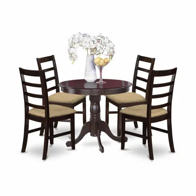 East West Furniture Anpf5-cap-c 5 Pc Kitchen Table Set-small Table Plus 4 Kitchen Chairs In Brown