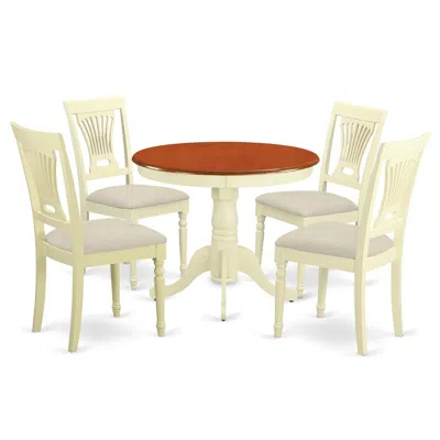 East West Furniture Anpl5-whi-c 5 Pc Kitchen Table Set-small Kitchen Table And 4 Chairs For Dining Room In Brown
