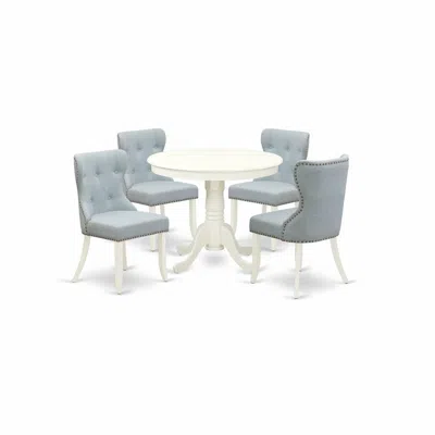 East West Furniture Ansi5-lwh-15 - A Dining Room Table Set Of 4 In Multi