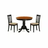 East West Furniture Anti3-blk-c 3 Pc Kitchen Table Set-round Kitchen Table Plus 2 Dining Chairs