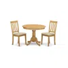 East West Furniture Anti3-oak-c 3 Pc Kitchen Table Set-small Kitchen Table Plus 2 Dining Chairs