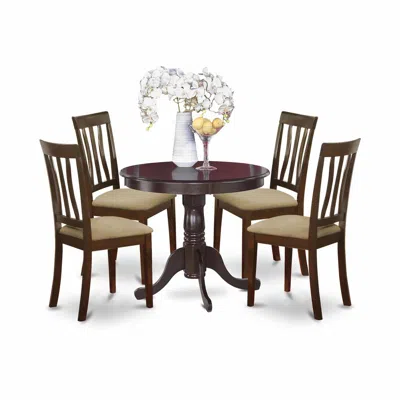 East West Furniture Anti5-cap-c 5 Pc Kitchen Table Set-kitchen Table And 4 Dining Chairs In Brown