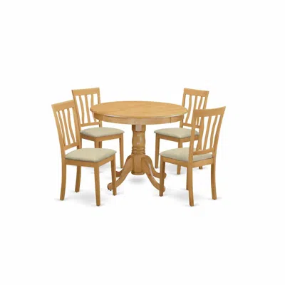 East West Furniture Anti5-oak-c 5 Pc Kitchen Nook Dining Set-small Kitchen Table And 4 Dining Chairs In Brown