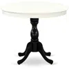 East West Furniture Antique 36" Round Kitchen Table For Small Space - Linen White Top & Black Pedestal