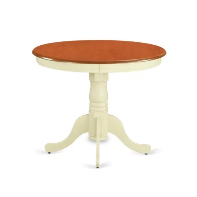 East West Furniture Antique Table 36" Round With Buttermilk And Cherry Finish In Brown