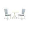 East West Furniture Anve3-lwh-15 3 Pc Dining Set - 2 Dining Chair With High Back And 1 Dining Room Table - Linen White F In Blue