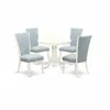 East West Furniture Anve5-lwh-15 5 Pc Modern Dining Set - 4 Kitchen Chairs With High Back And 1 Dining Table - Linen Whi In Blue