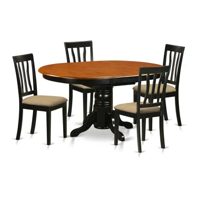 East West Furniture Avat5-blk-c 5 Pc Dining Room Set With 4 Cusion Chairs In Multi