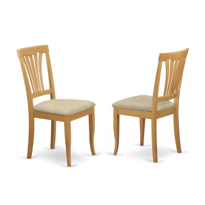 East West Furniture Avc-oak-c Avon Chair With Cushion Seat - Oak Finish In Blue