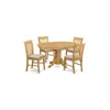 East West Furniture Avno5-oak-c 5 Pctable And Chair Set - Dining Table And 4 Dinette Chairs