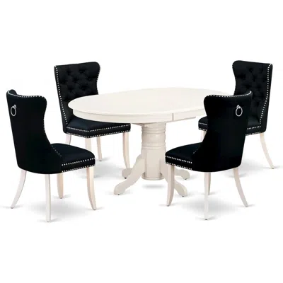East West Furniture Avon 5 Piece Kitchen Set In Black