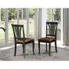 East West Furniture Avon Chair For Dining Room With Faux Leather Seat - Black Finish, Set Of 2