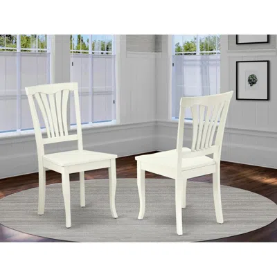 East West Furniture Avon Chair With Wood Seat - Saddle Brow Finish, Set Of 2