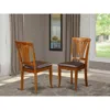 East West Furniture Avon Kitchen Dining Chair With Faux Leather Seat - Saddle Brow Finish, Set Of 2