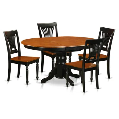 East West Furniture Avpl5-bch-w Dining Set - 5 Pcs With 4 Wood Chairs