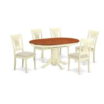 East West Furniture Avpl7-whi-c 7 Pc Dinette Table Set For 6-dinette Table And 6 Dinette Chairs In White