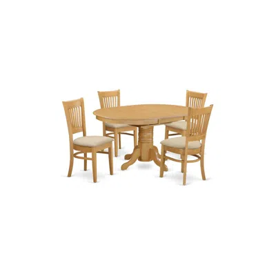 East West Furniture Avva5-oak-c 5 Pc Dining Set-table And 4 Dinette Chairs.