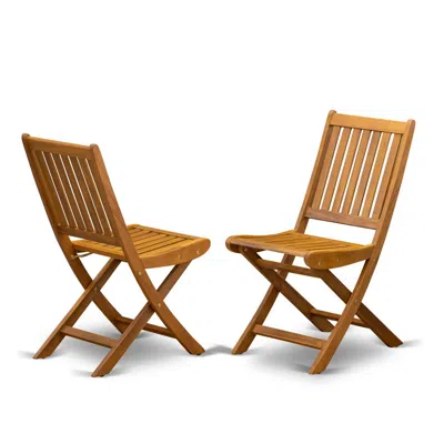 East West Furniture Bdkcwna Outdoor Dining Chairs Slatted Back - Natural Oil Finish - Set Of 2