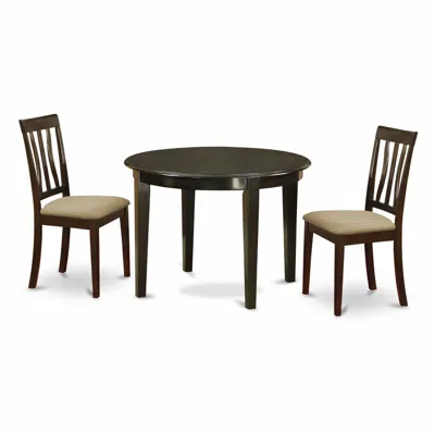 East West Furniture Boan3-cap-c 3 Pc Kitchen Table Set-small Round Table And 2 Kitchen Chairs