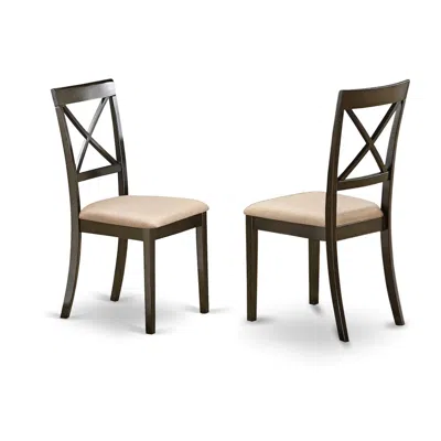 East West Furniture Boc-cap-c Boston X-back Dining Chair With Faux Leather Fabric Seat