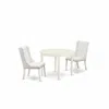 East West Furniture Bofo3-whi-44 3-pc Dining Room Set Includes 1 Modern Dining Table And 2 Light Grey Linen Fabric Mid C