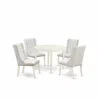 East West Furniture Bofo5-whi-44 5-piece Kitchen Dining Set Includes 1 Modern Dining Room Table And 4 Light Grey Linen F