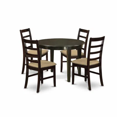 East West Furniture Bopf5-cap-c 5 Pc Small Kitchen Table Set-round Kitchen Table And 4 Dining Chairs