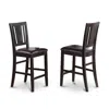 East West Furniture Buckland Counter Height Chair With Faux Leather Upholstered Seat In Black Finish, Set Of 2
