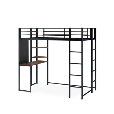 East West Furniture Butlblk Buckland Twin Loft Bed In Powder Coating Black Color
