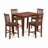 East West Furniture Buvn5-mah-c 5 Pc Pub Table Set-pub Table And 4 Counter Chairs. In Brown