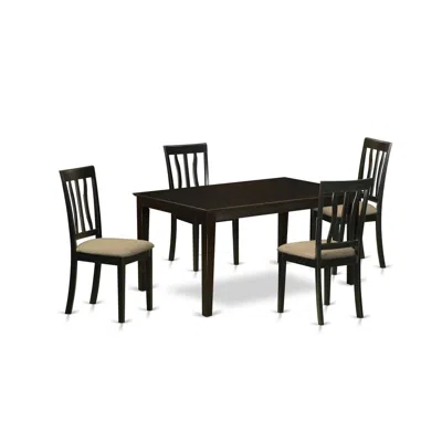 East West Furniture Caan5-cap-c 5 Pc Dining Room Set-table And 4 Dining Room Chair