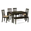 East West Furniture Caan6-cap-c 6 Pc Dining Table With Bench Set- Kitchen Table With 4 Chairs Plus Bench In Brown