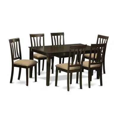 East West Furniture Caan7-cap-c 7 Pc Dining Room Set For 6-dining Table And 6 Dining Chairs In Multi