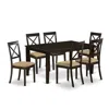 East West Furniture Cabo7s-cap-c 7 Pc Dining Set-dining Table And 6 Linen Seat Dining Chairs In Black